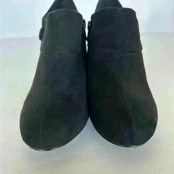 Amelia Grace Black Suede Wedge Booties - Picture 3 of 10